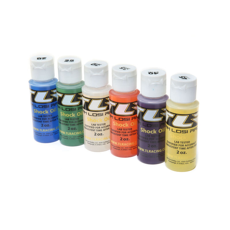 Team Losi Racing Silicone Shock Oil Six Pack (20, 25, 30, 35, 40, 45wt) (2oz) - Remote Control Toys - Horizon Hobbies, Inc.