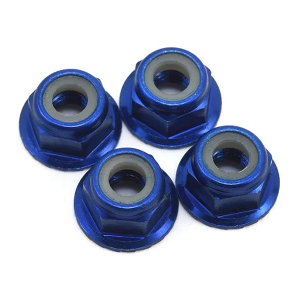 Traxxas 4mm Aluminum Flanged Serrated Nuts (4) - Remote Control Toys - Traxxas