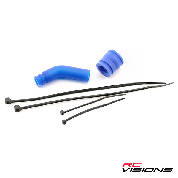 Traxxas Molded Pipe Coupler (Blue) w/ Exhaust deflecter & long cable ties - Remote Control Toys - Traxxas