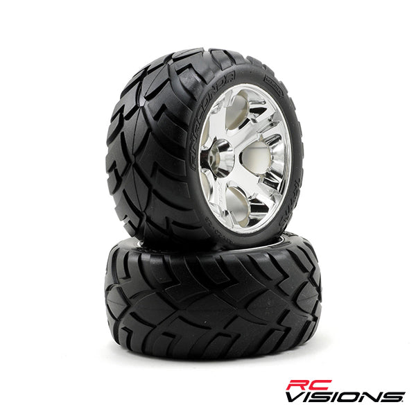 Traxxas Anaconda Tires w/All-Star Rear Wheels (2) (Jato) (Chrome) (Standard) - Remote Control Toys - Traxxas