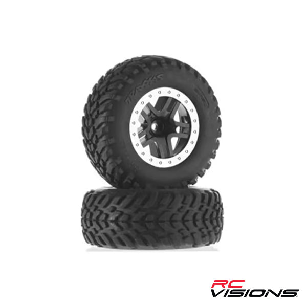 Traxxas Tire/Wheel Assembled Glued SCT Split-Spoke Black - Wheel/Tires - Traxxas
