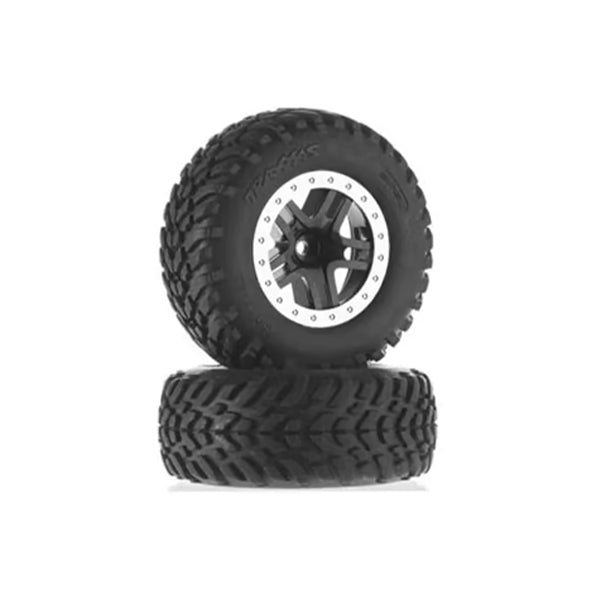 Traxxas Tire/Wheel Assembled Glued SCT Split-Spoke Black - Wheel/Tires - Traxxas