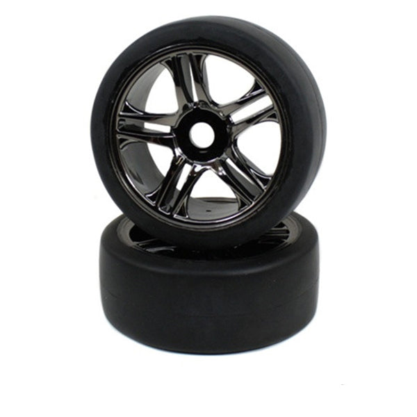 Traxxas Front Tire & Wheel Set (2) (Black Chrome) (S1) - Remote Control Toys - Traxxas