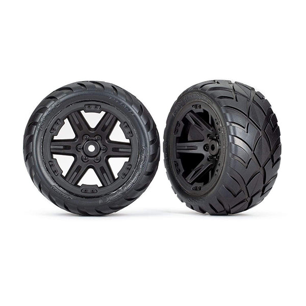 Traxxas Anaconda 2.8" Pre-Mounted Tires w/RXT Electric Rear Wheels (2) (Black) - Remote Control Toys - Traxxas