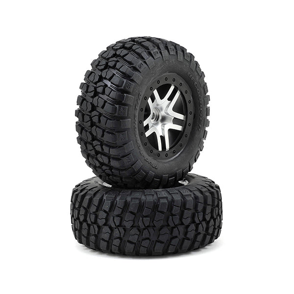 Traxxas BFGoodrich Mud TA Rear Tires (2) (Satin Chrome) (S1) w/Split-Spoke Rear Wheel - Wheel/Tires - Traxxas