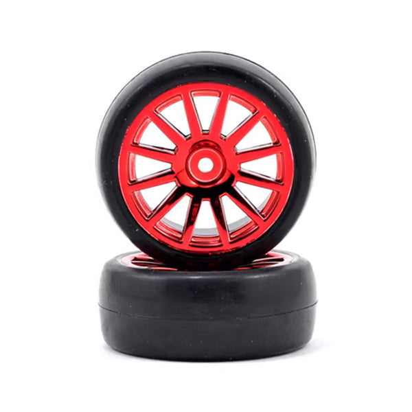 Traxxas LaTrax Pre-Mounted Slick Tires & 12-Spoke Wheels (Red Chrome) (2) - Remote Control Toys - Traxxas