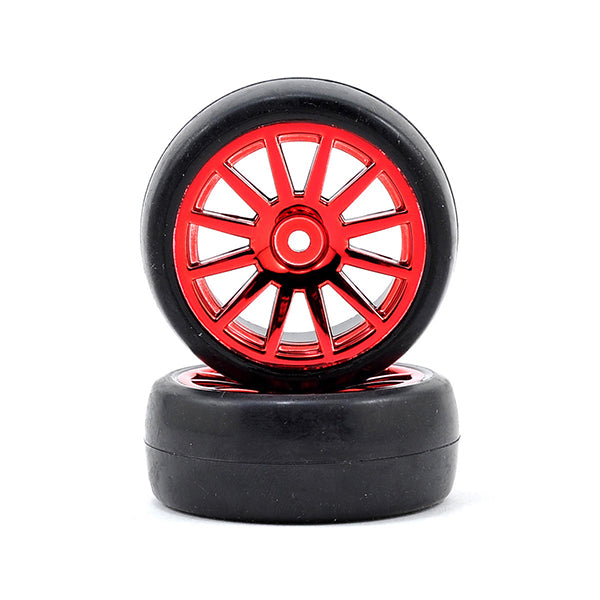 Traxxas LaTrax Pre-Mounted Slick Tires & 12-Spoke Wheels (Red Chrome) (2) - Remote Control Toys - Traxxas
