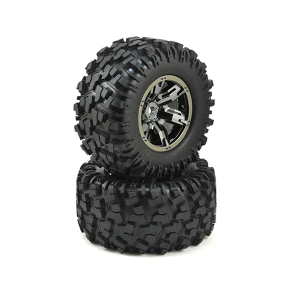 Traxxas X-Maxx Pre-Mounted Tires & Wheels (Black Chrome) (2) - Remote Control Toys - Traxxas