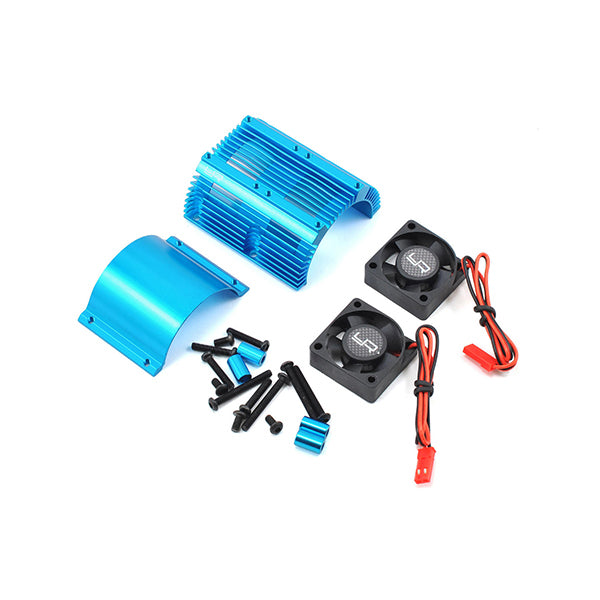Yeah Racing 1/8 Twin Fan Aluminum Heat Sink w/2 Fans (Blue) (40.8mm diameter) - Remote Control Toys - AMain Distributing