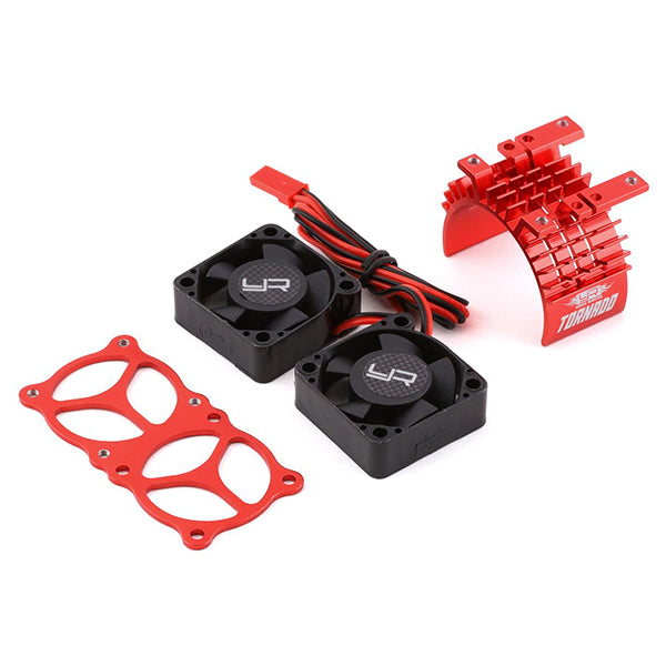 Yeah Racing Aluminum 540/550 Motor Heat Sink w/Twin Tornado Fans (Red) - Remote Control Toys - AMain Distributing