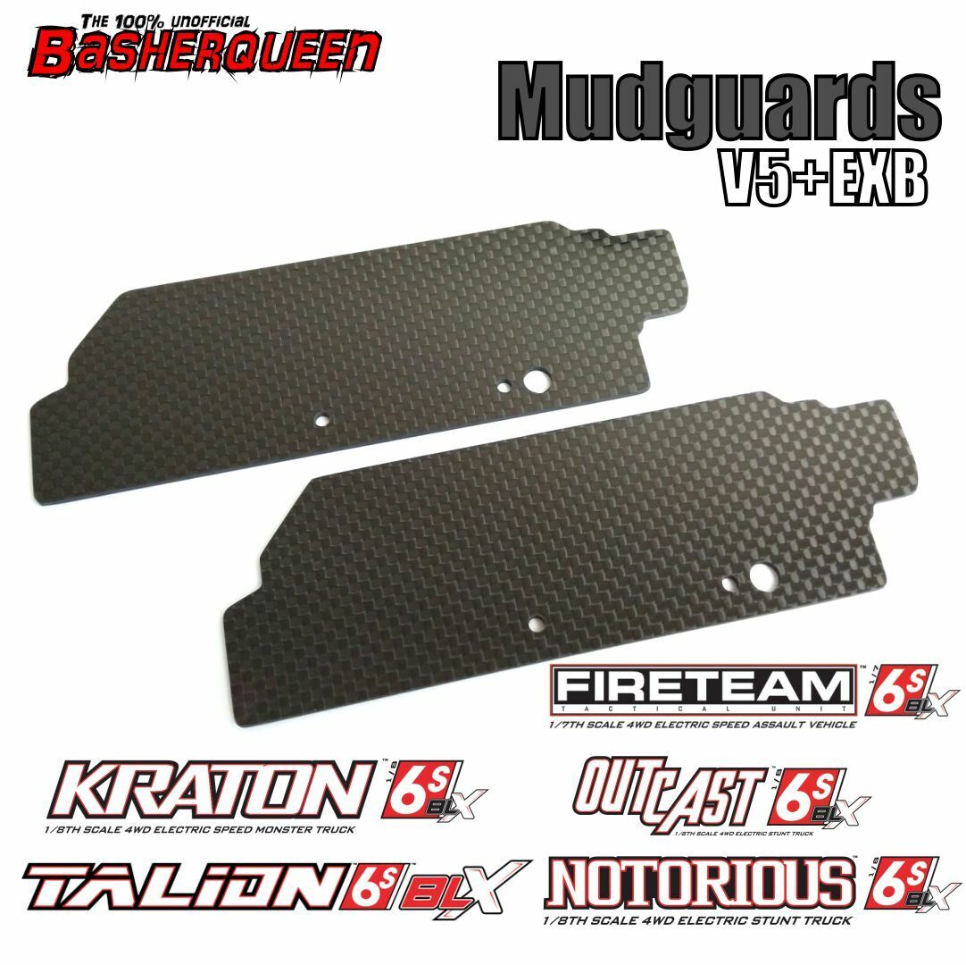 Basherqueen Rear Mudguards 2mm Arrma Kraton/Talion/Outcast/Fireteam V5/EXB - - BASHERQUEEN
