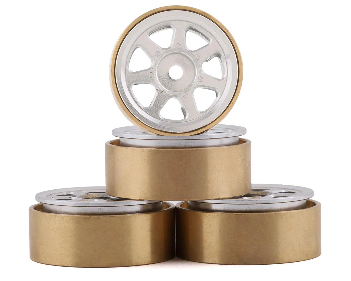 Samix SCX24 Aluminum & Brass 1.0" Beadlock Wheel Set (Silver) (4) - - Horizon Hobbies, Inc.