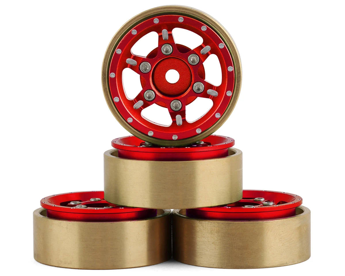 Samix SCX24 Aluminum & Brass Adjustable Offset 1.0" Beadlock Wheels (4) - Parts - AMain Distributing
