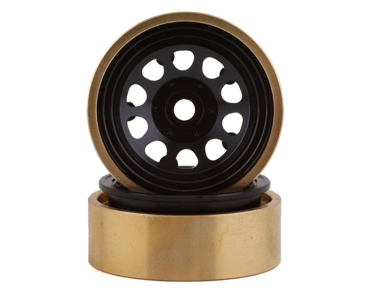 SSD RC SCX24 1.0" Aluminum/Brass D Hole Beadlock Wheels (Black) (2) - - AMain Distributing