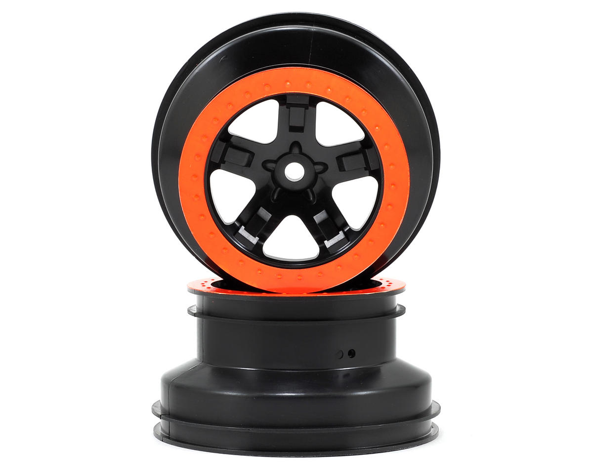 Traxxas Dual Profile Short Course Wheels (Black/Orange) (2) (Slash Rear) 12mm Hex - Parts - Traxxas