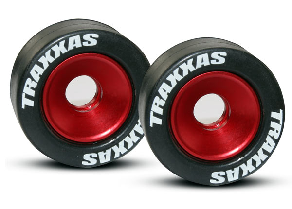 Traxxas Machined Aluminum Wheels w/ Rubber Tires (Wheelie Bar) (2) -  - Traxxas