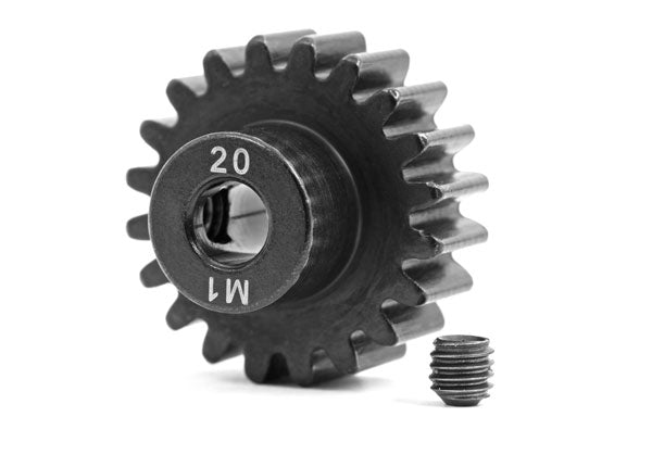Traxxas pinion Gear 20-T  (machined, hardened steel) (1.0 metric pitch) (fits 5mm shaft)/ set screw -  - Traxxas