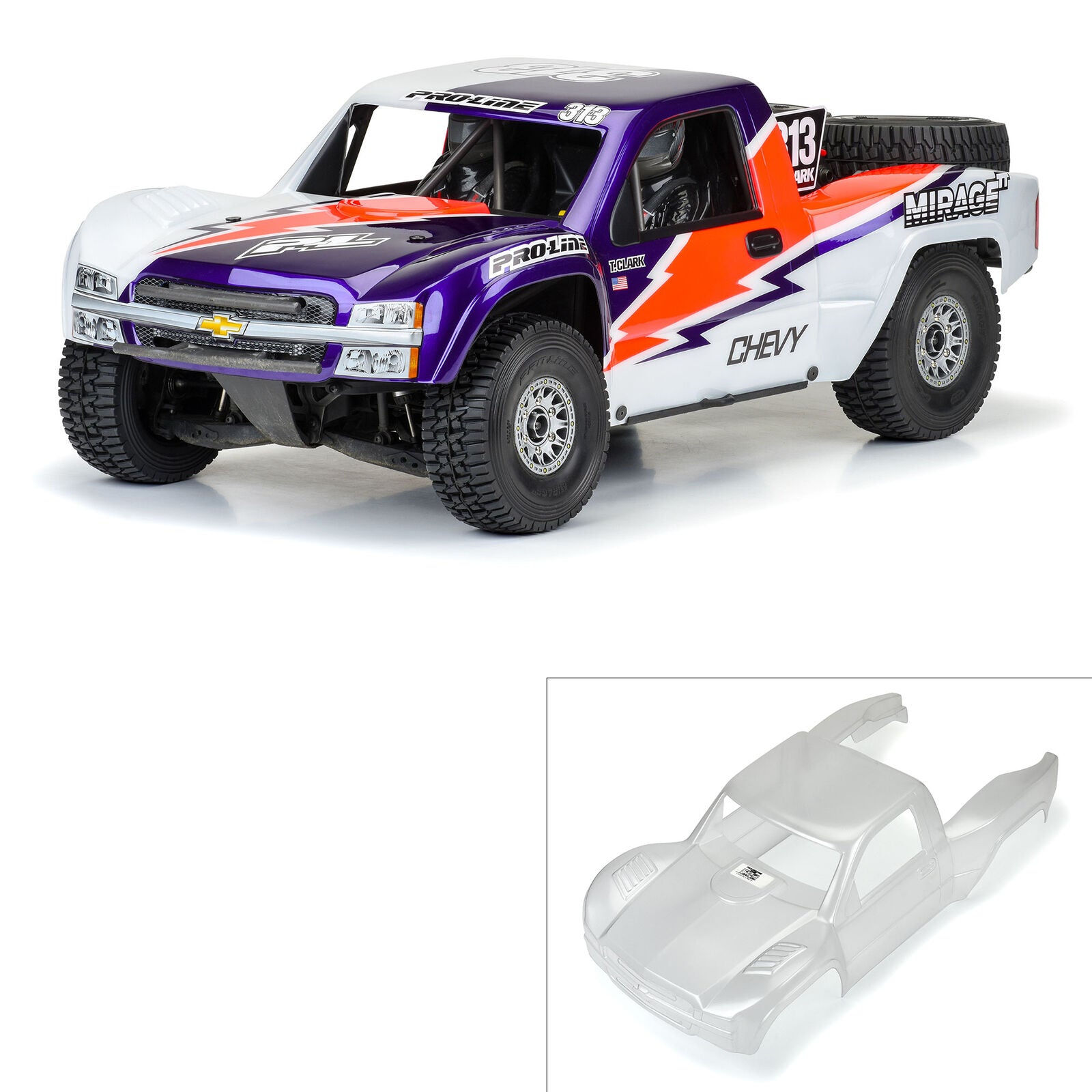 Pro-line 1/7 Pre-Cut 2007 Chevy Silverado Clear Body: Unlimited Desert Racer -  - Horizon Hobbies, Inc.