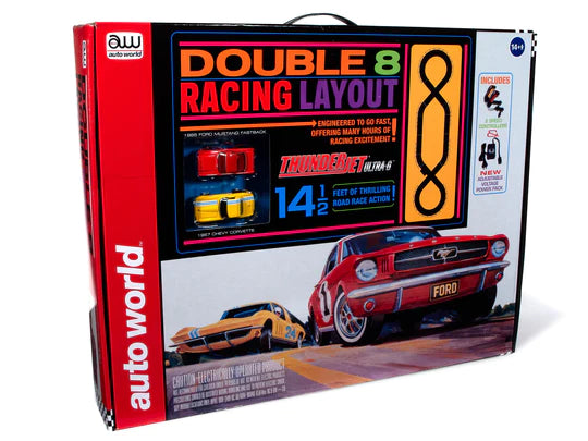 AUTO WORLD 14.5' DOUBLE 8 RACING SLOT RACE SET -  - BCY service
