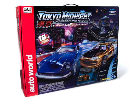 AUTO WORLD 16' TOKYO MIDNIGHT UNDERGROUND RACING SLOT RACE SET -  - BCY service