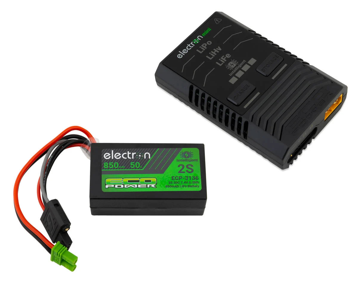 EcoPower Intelligent 2S 850mAh EC2 LiPo Battery/"Electron Mini" Charger Bundle (Losi™ Mini-T™/B™, Mini-LMT™ & Other Minis) - stpatty - AMain Distributing