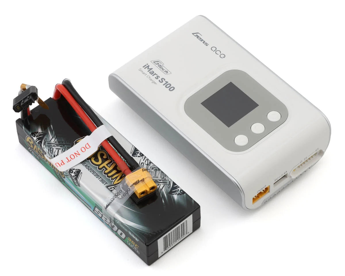 Gens Ace G-Tech Smart 2S Bundle w/2S 35C XT60 LiPo Battery (5200mAh) & iMars S100 Charger - stpatty - AMain Distributing