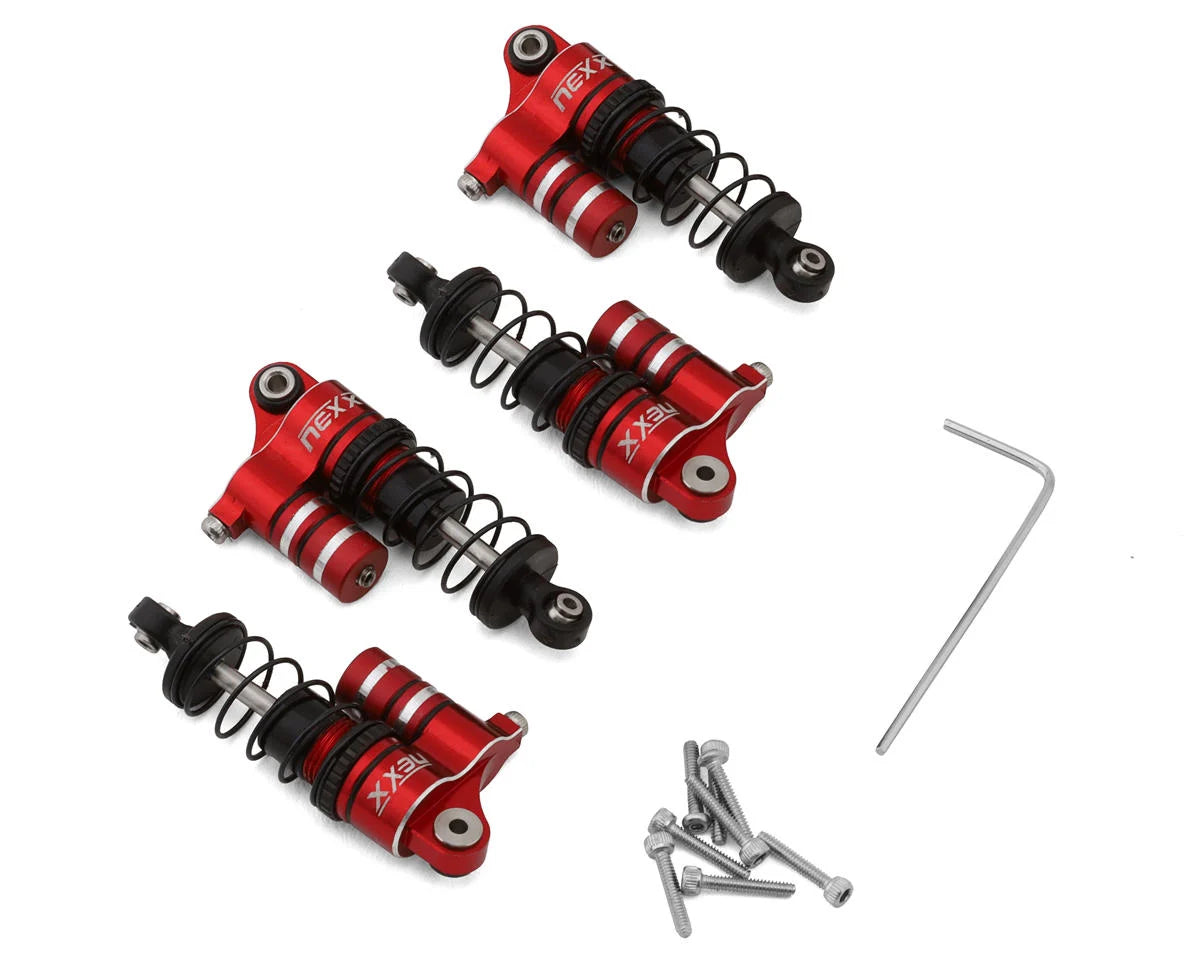 NEXX Racing Losi® Micro-B Aluminum Oil-Filled Threaded Reservoir Shocks (Red) (4) -  - AMain Distributing