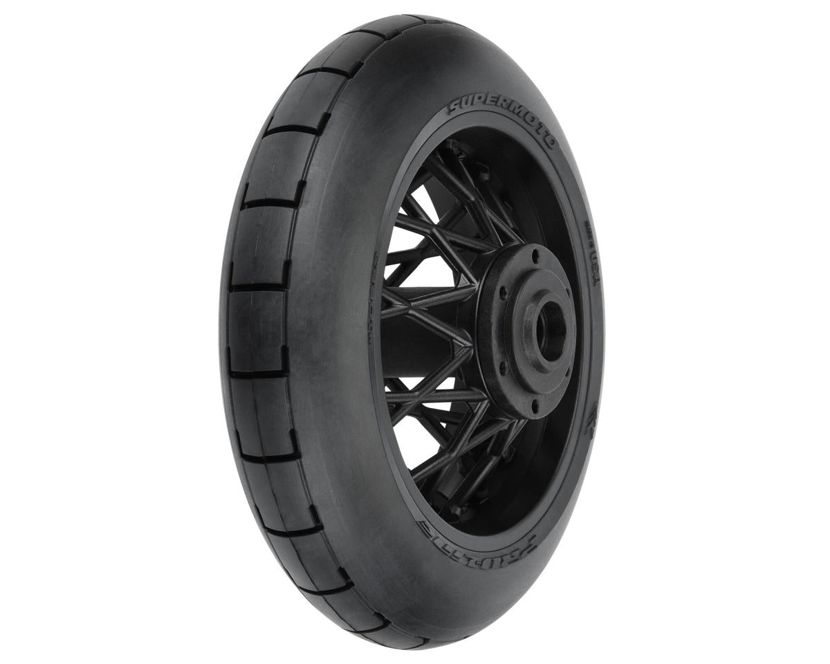 Pro-Line 1/4 Supermoto Motorcycle Rear Tire Pre-Mounted (Black) (1) (S3) -  - Horizon Hobbies, Inc.