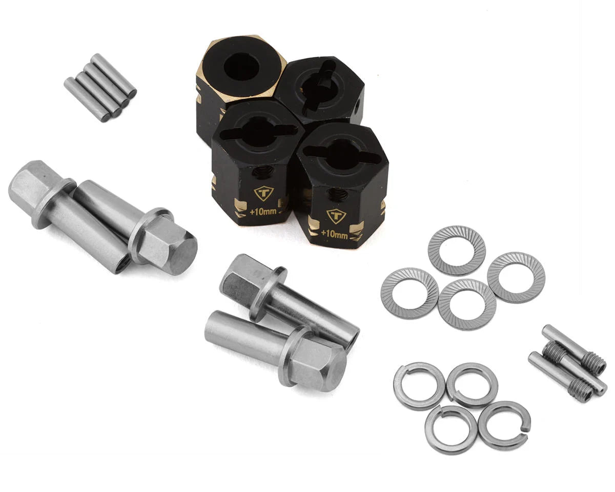 Treal Hobby Capra/SCX10 III 12mm Brass Extended Wheel Hex Adapters (4) (+15mm) -  - AMain Distributing