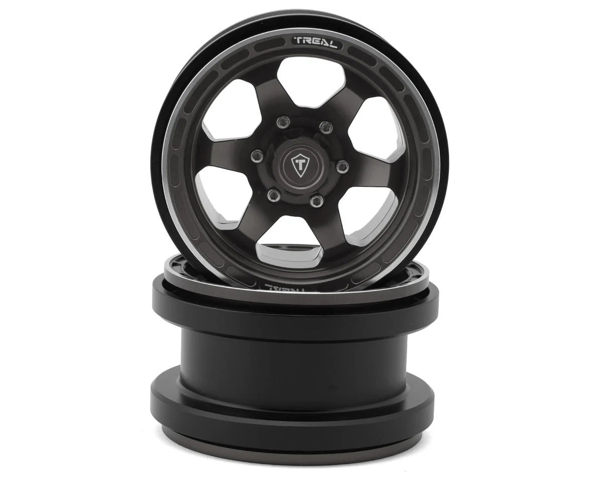 Treal Hobby Type A 2.9" 6-Spoke Slotted Beadlock Aluminum Wheels (2) (256g) -  - AMain Distributing