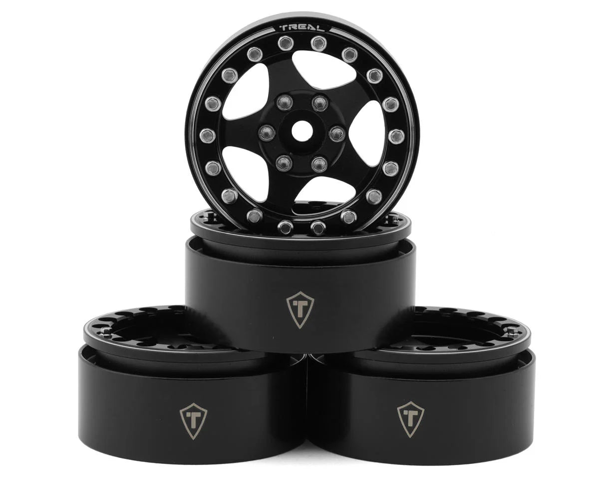 Treal Hobby Type E 1.9" Classic 5-Spoke Beadlock Wheels (Black/Black) (4) -  - AMain Distributing