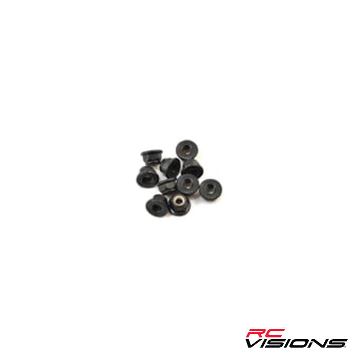 Traxxas 4-Tec 2.0 Serrated Flanged Nylon Locking Nut (Black) (10) - Remote Control Toys - Traxxas