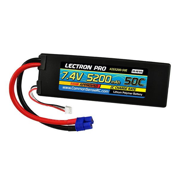 Common Sense RC  Lectron Pro 7.4V 5200mAh 50C Lipo Battery with EC3 Connector - Remote Control Toys - Common Sense RC