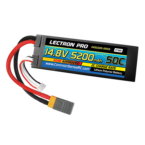 Common Sense RC Lectron Pro 14.8V 5200mAh 50C Lipo Battery Hard Case with XT60 Connector + CSRC adapter for XT60 - Remote Control Toys - Common Sense RC