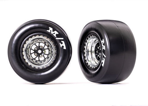 Traxxas 9476x Tires & wheels premounted (Weld glossy black wheels) (2) -  - Traxxas