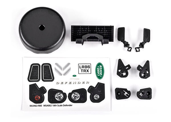 TRAXXAS TRX4M Grille/ mirrors, side (left & right)/ spare tire cover/ light retainers, body (front & rear, left & right)/ decal sheet (fits #9712 body) -  - Traxxas