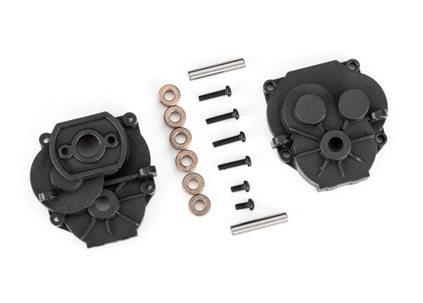 TRTAXXAS TRX4M Gearbox housing (front & rear)/ 2x4mm BCS (with threadlock) (2)/ 2x8mm BCS (4)/ 3x16mm pins (2) -  - Traxxas
