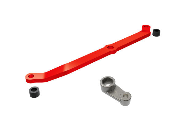Traxxas Steering link, 6061-T6 aluminum/ servo horn, metal/ spacers (2) -  - Traxxas