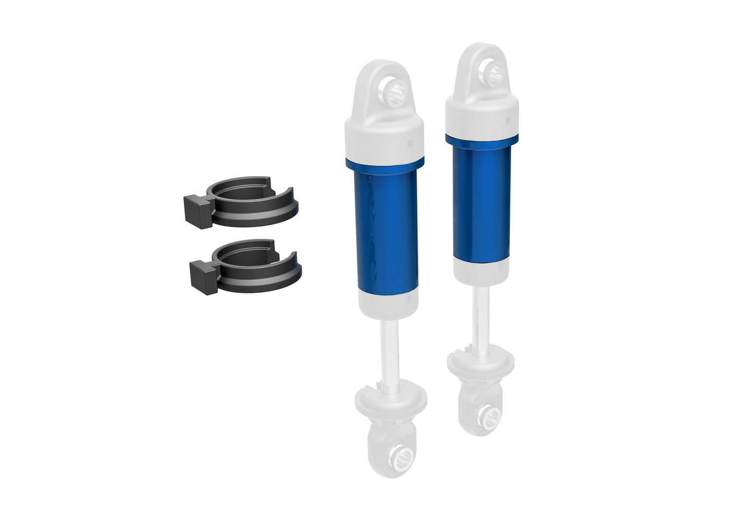 TRAXXAS BLUE - Body, GTM shock, 6061-T6 aluminum  (includes spring pre-load spacers) (2) -  - Traxxas