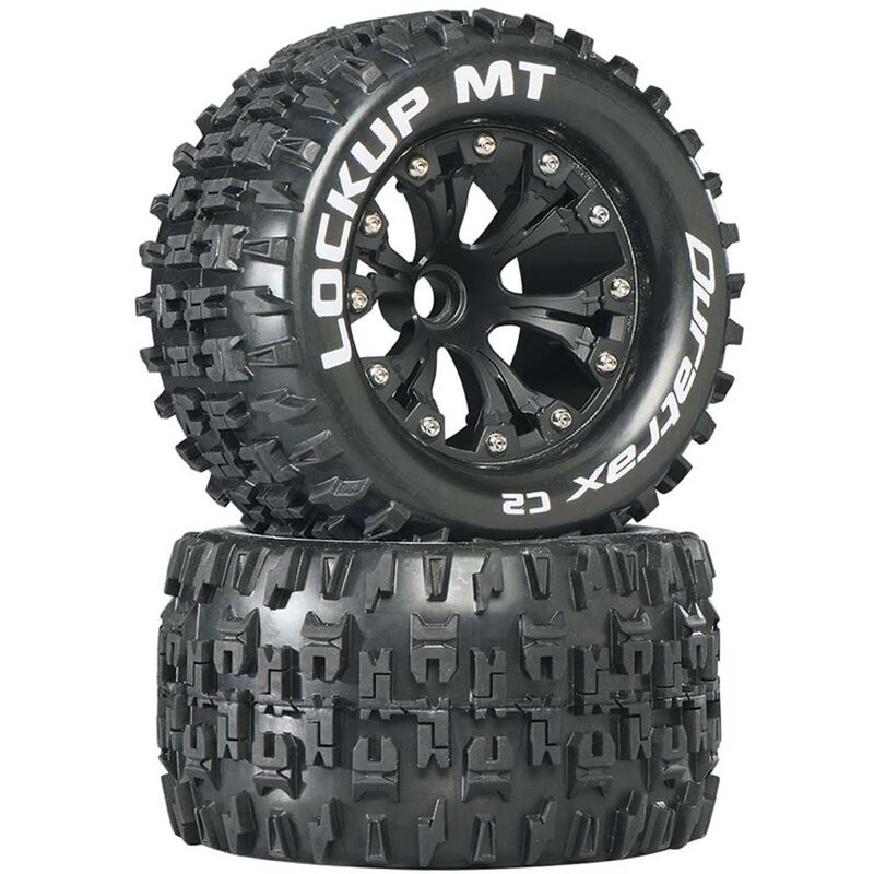 DuraTrax Lockup MT 2.8" Pre-Mounted Monster Truck Tires (Black) (2) (C2 - Soft) - Remote Control Toys - Horizon Hobbies, Inc.