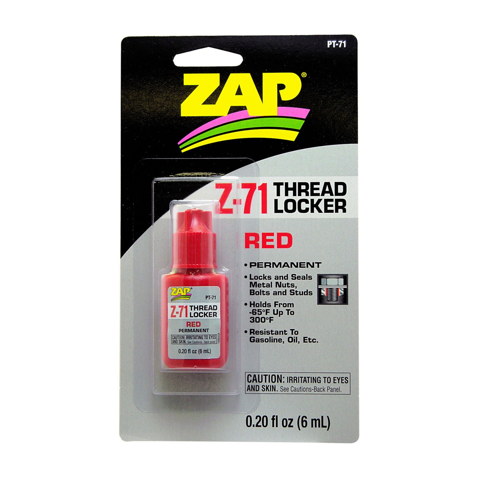 Pacer Technology Zap ZAP Z-71 Red Thread Lock .20 oz -  - Horizon Hobbies, Inc.