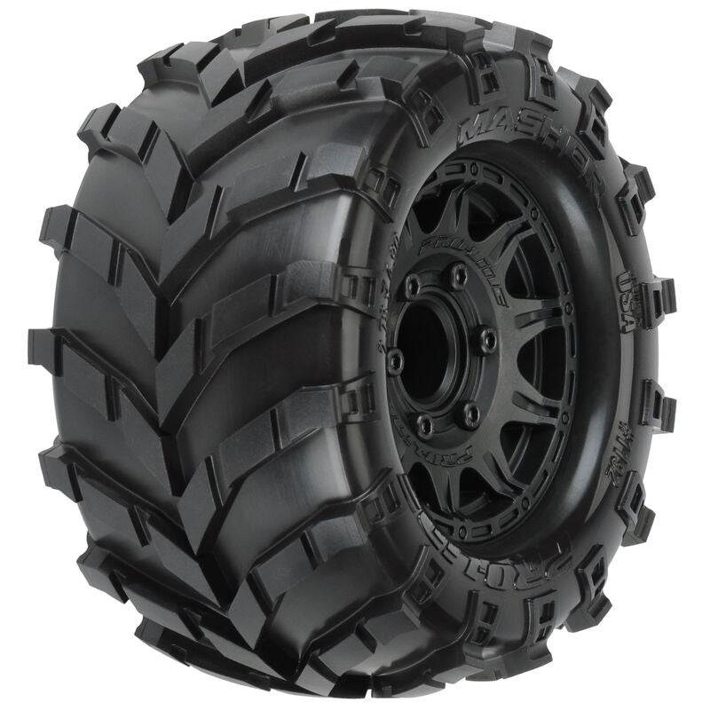 Pro-Line Masher 2.8" Pre-Mounted w/Raid Electric Rear Wheels (2) (Black) (M2) w/Removable Hex - Remote Control Toys - Horizon Hobbies, Inc.