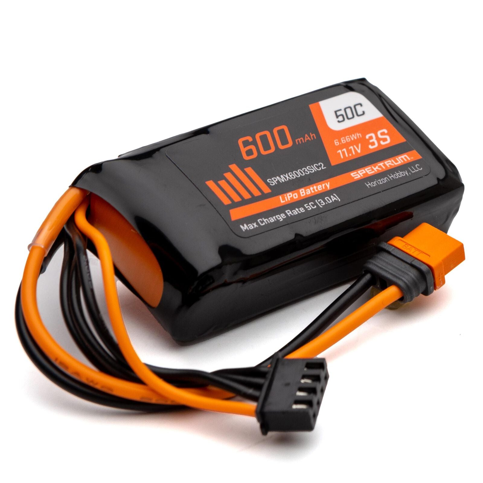 SPEKTUM 11.1V 600mAh 3S 50C LiPo Battery: IC2 -  - Horizon Hobbies, Inc.