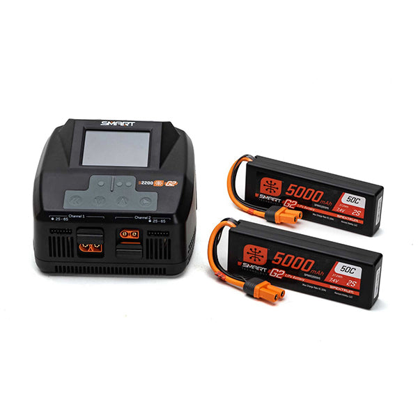 Spektrum RC Smart G2 PowerStage 4S Bundle w/Two 2S Smart LiPo Batteries (5000mAh) - Battery/Charger - Horizon Hobbies, Inc.