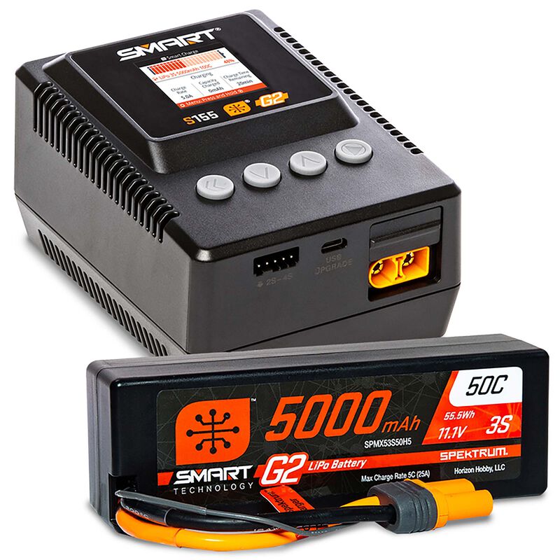 SPEKTRUM Smart Powerstage: 5000mAh 3S LiPo & S155 Charger -  - Horizon Hobbies, Inc.