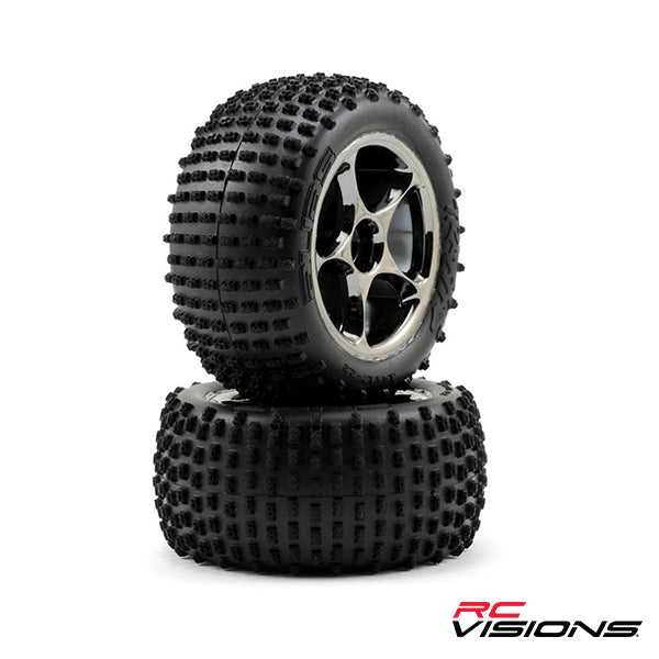 Traxxas Alias 2.2" Rear Pre-Mounted Tires (2) (Bandit) (Black Chrome) (Standard) - Remote Control Toys - Traxxas