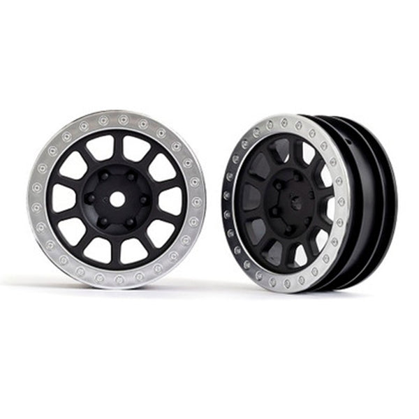 Traxxas Bandit Wheels, 2.2' graphite gray, satin chrome beadlock (2) -  - Traxxas