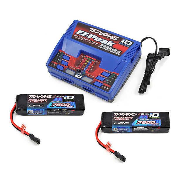 Traxxas EZ-Peak 2S "Completer Pack" Dual Multi-Chemistry Battery Charger w/Two Power Cell 2S Batteries (7600mAh) - Remote Control Toys - Traxxas