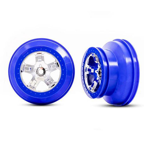 Traxxas 12mm Hex Dual Profile Short Course Wheels (Chrome/BLUE) (2) (Slash Front) -  - Traxxas