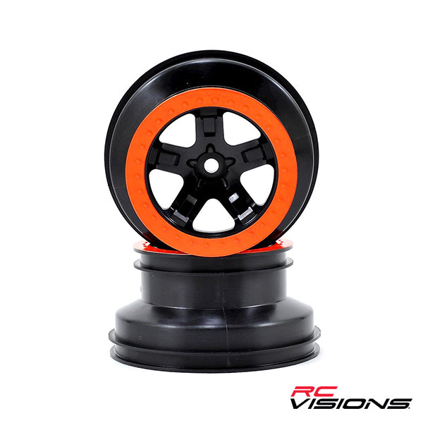 Traxxas 2.2/3.0 Dual Profile SCT Front Wheel (2) (Black/Orange) - Wheel/Tires - Traxxas